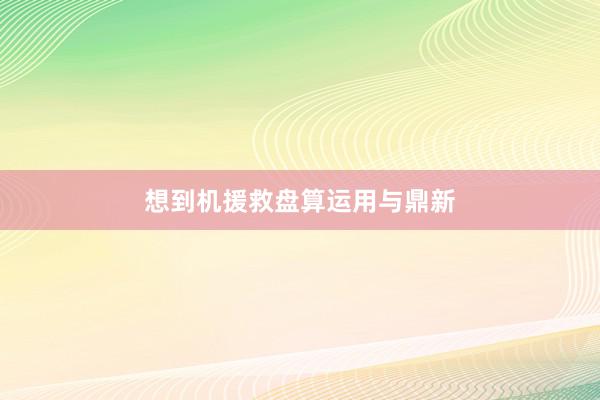 想到机援救盘算运用与鼎新