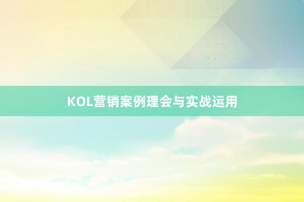 KOL营销案例理会与实战运用